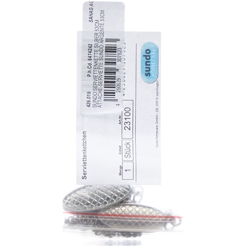 SUNDO Serviettenkette 53cm silber mit Clips
