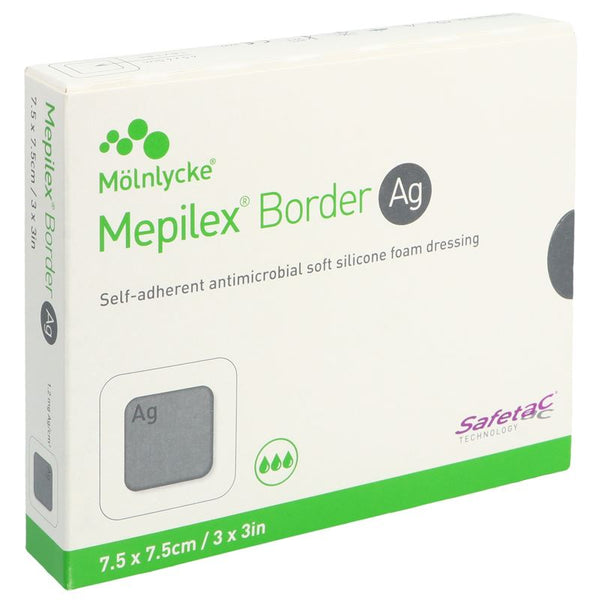 MEPILEX Ag Border Schaumverband 7.5x7.5cm 5 Stk