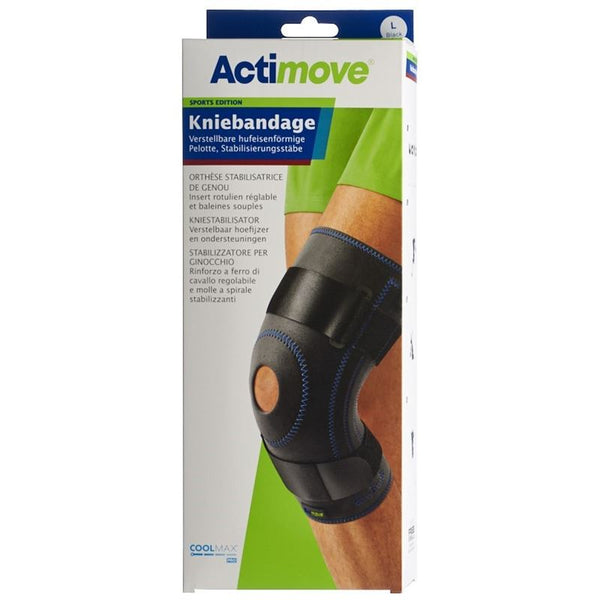 ACTIMOVE Sport Kniebandage L Pelotte Stabil Stäbe