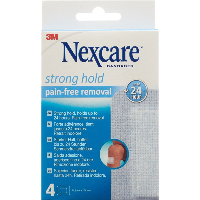 3M NEXCARE Strong Hold Pads 76.2x101mm 4 Stk