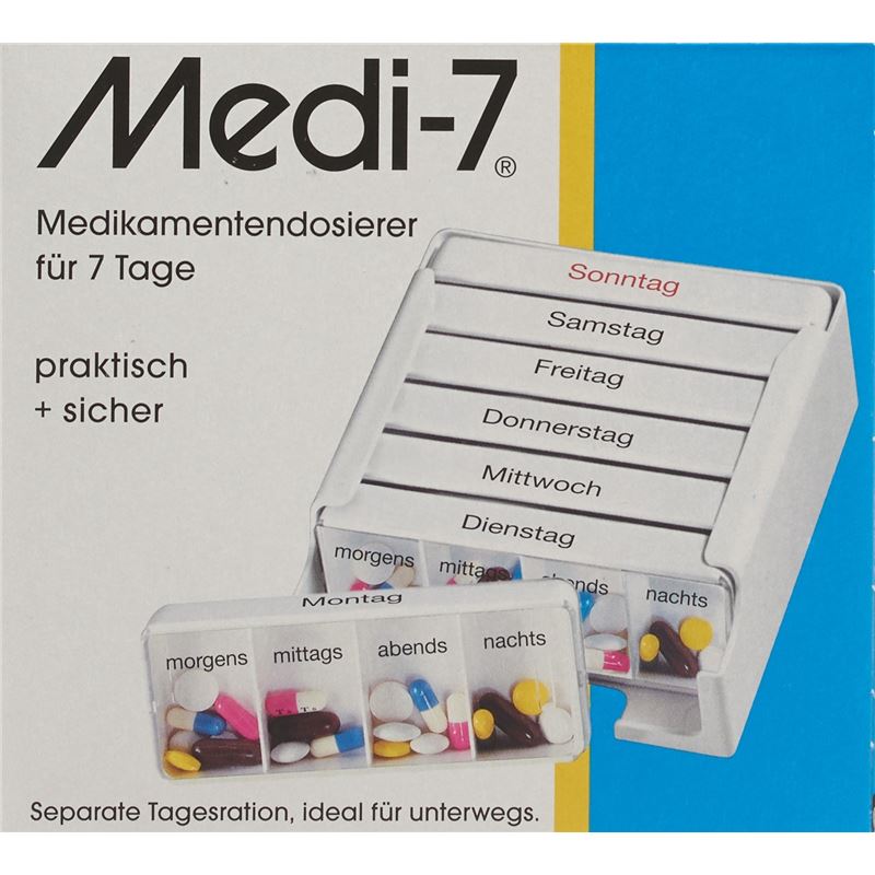 SAHAG Medi-7 Medidosierer 7 Tage 4 Fächer weiss D