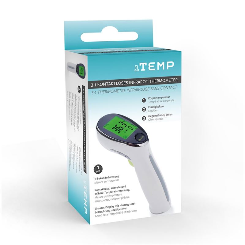 1TEMP 3in1 Thermometer Infrarot kontaktlos 1Sek