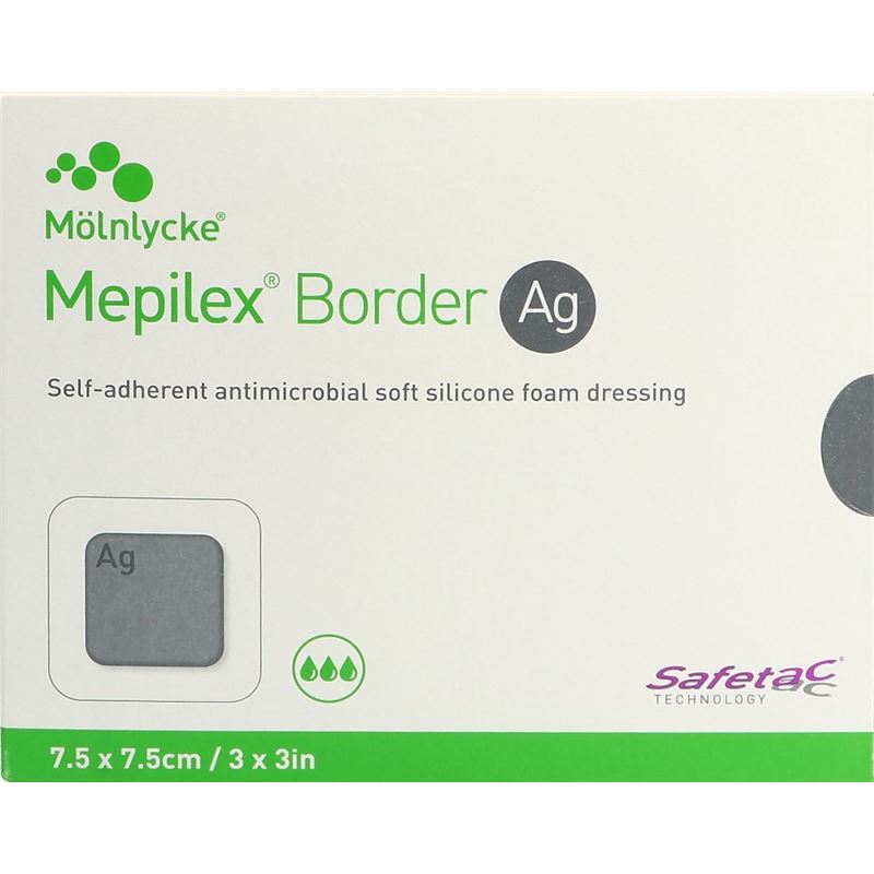 MEPILEX Ag Border Schaumverband 7.5x7.5cm 5 Stk