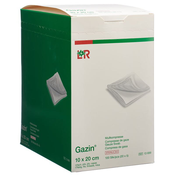 GAZIN Mullkompressen 10x20cm 12f Set st 20 x 5 Stk