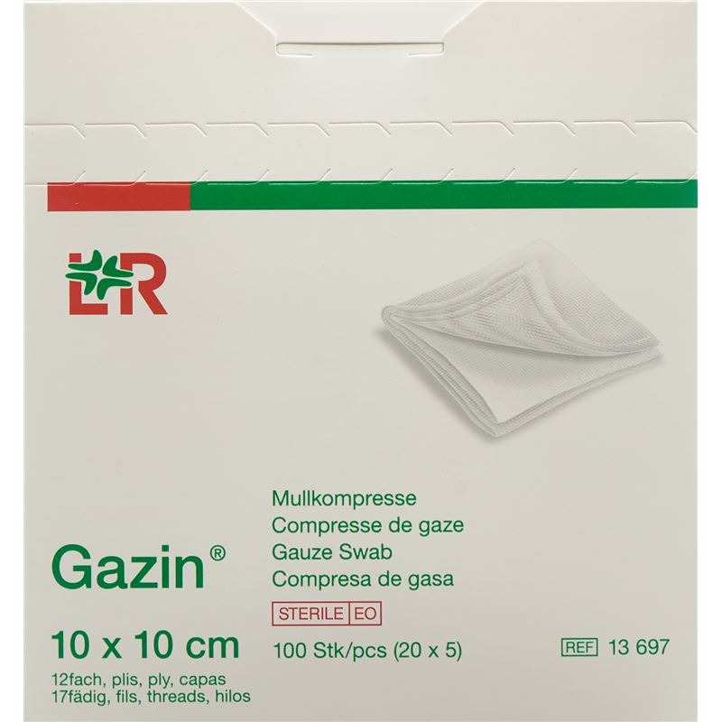 GAZIN Mullkompress Set 10x10cm 12f st 20 x 5 Stk