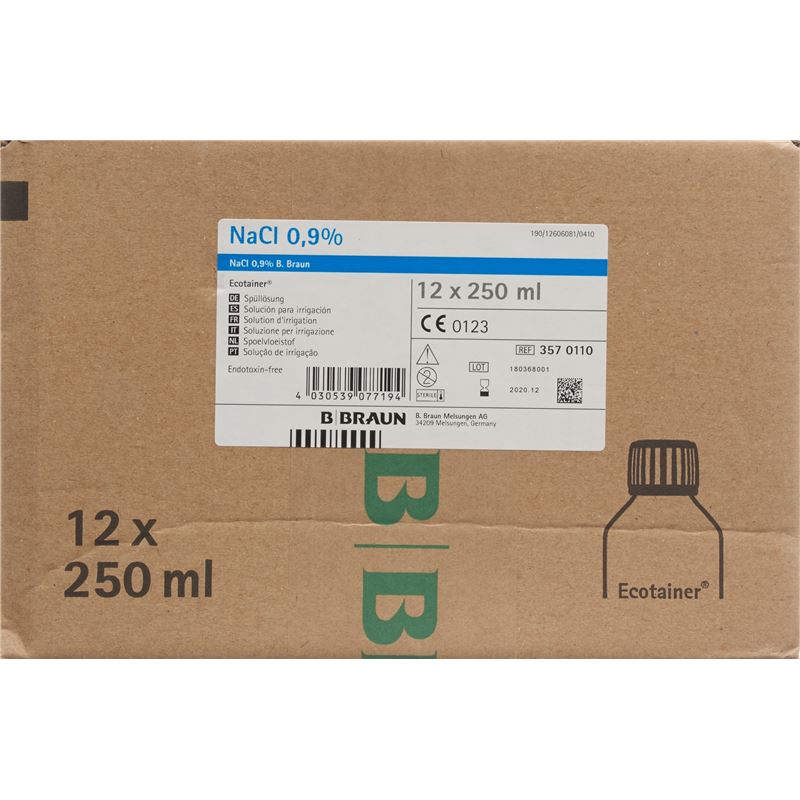 NACL Braun 0.9 % 250ml West Ecotainer 12 Stk
