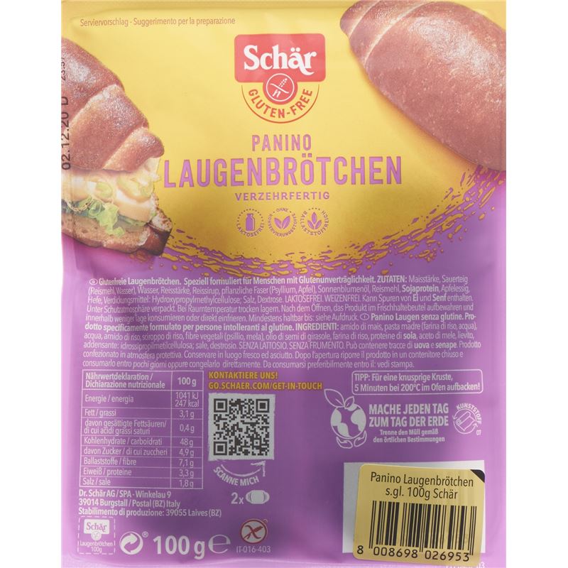 SCHÄR Laugenbrötchen glutenfrei 100 g