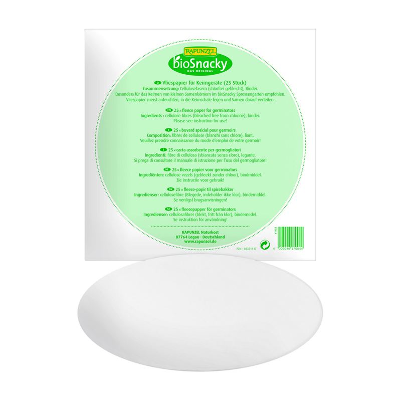 BIOSNACKY Vliespapier für Sprossengarten 25 Stk