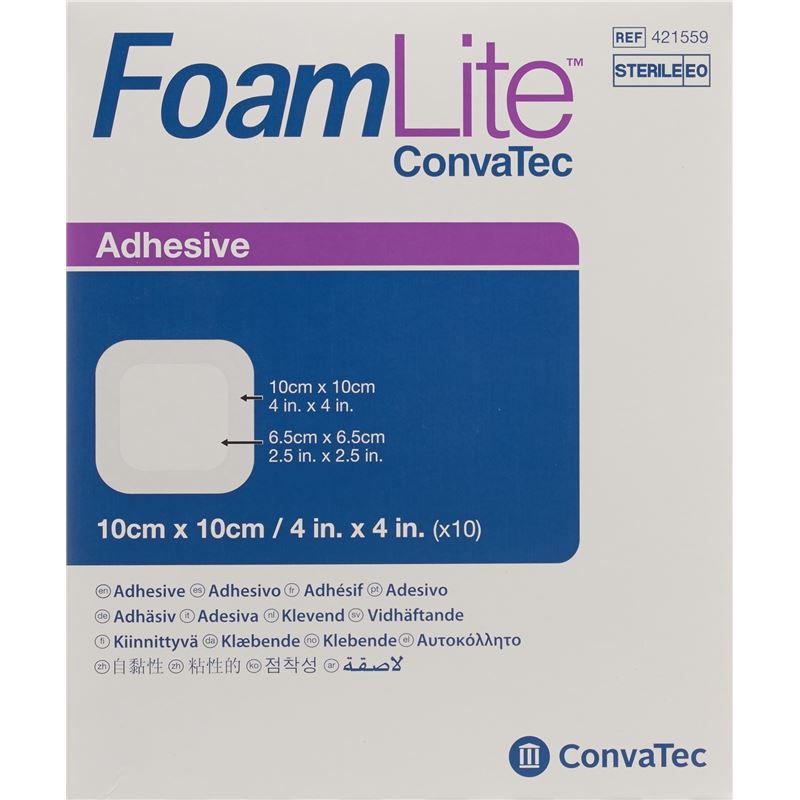 FOAM LITE Convatec Silikon-Schaum 10x10cm 10 Stk
