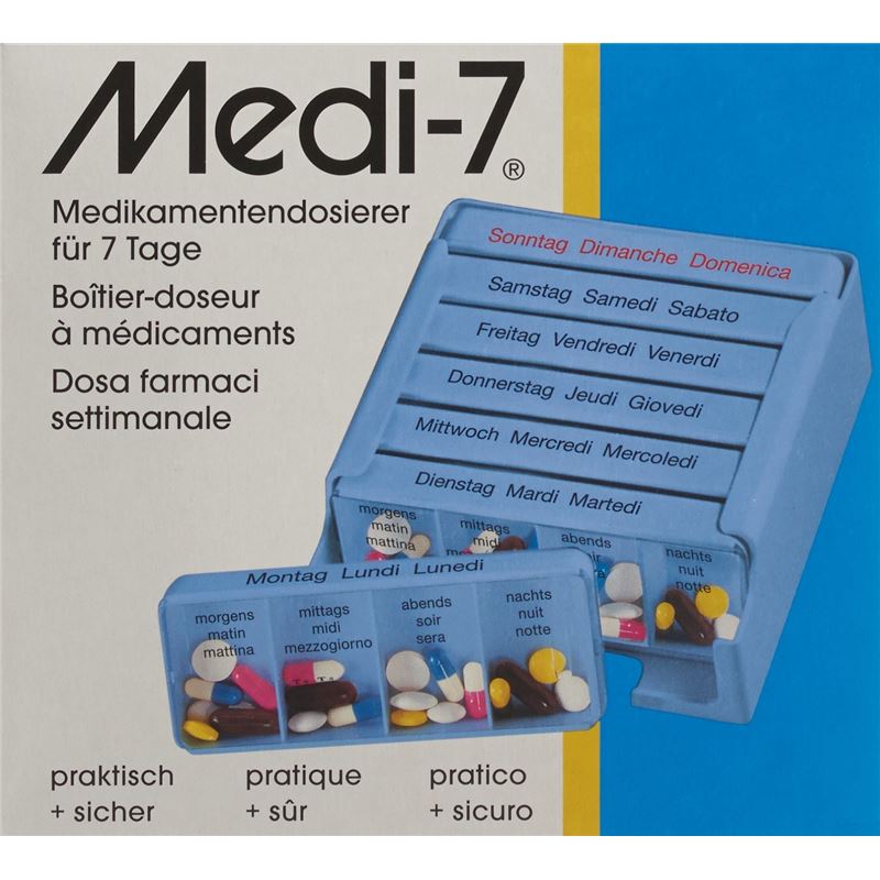 MEDI-7 Medikamentendosierer 7 Tage D/F/I blau