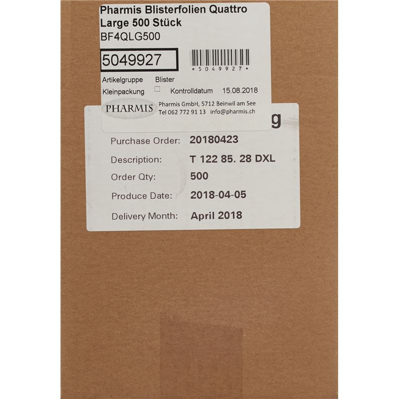PHARMIS Blisterfolien Quattro Large 500 Stk