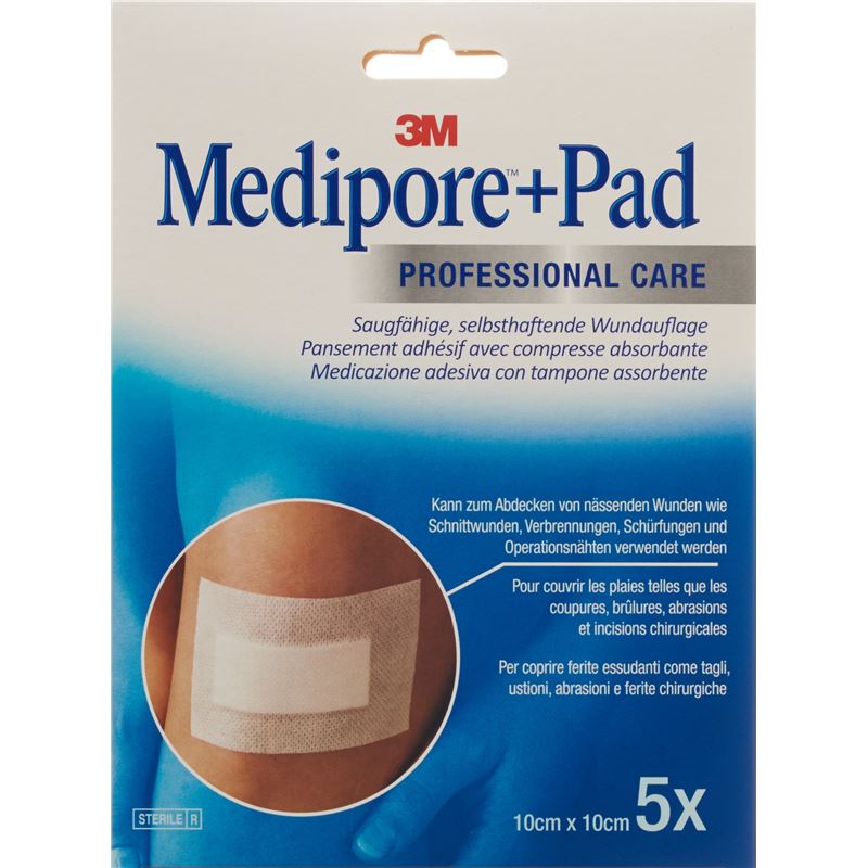 3M MEDIPORE+PAD 10x10cm Wundkissen 5x5.5cm 5 Stk