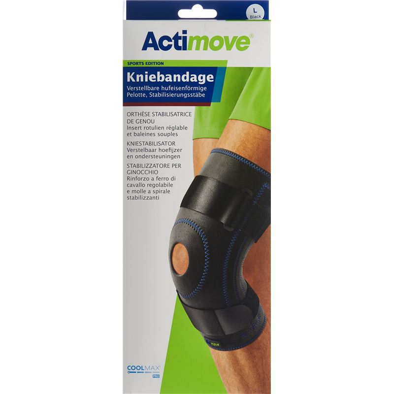 ACTIMOVE Sport Kniebandage L Pelotte Stabil Stäbe