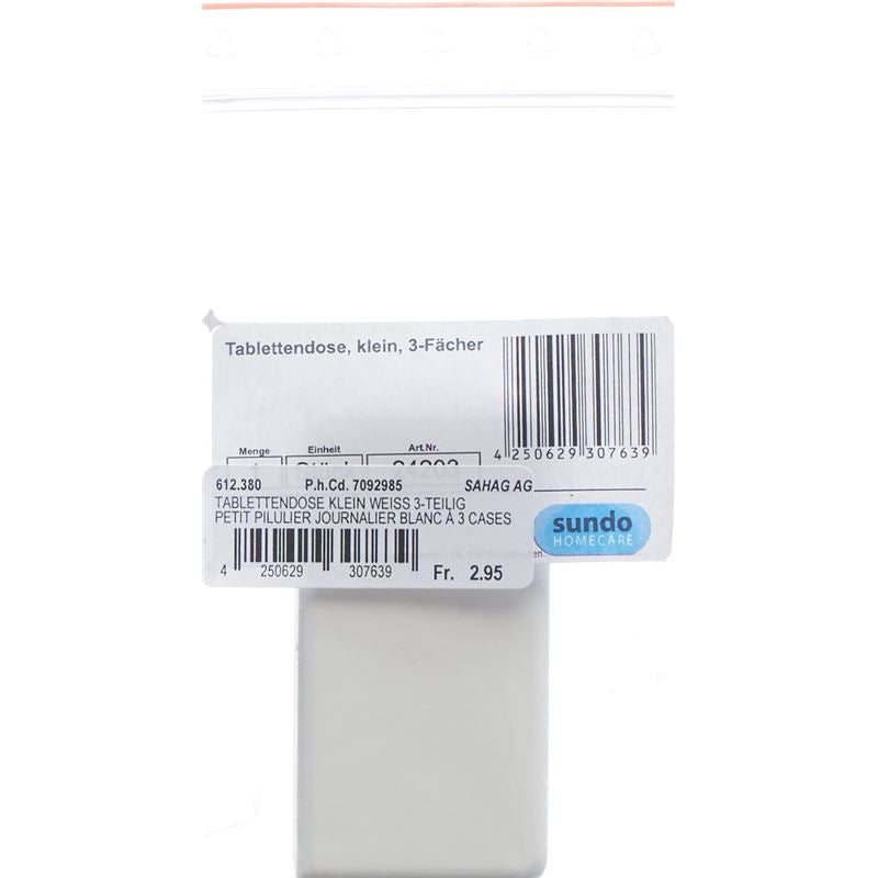 SAHAG Tablettendose 6.5x3.5cm weiss 3-teilig