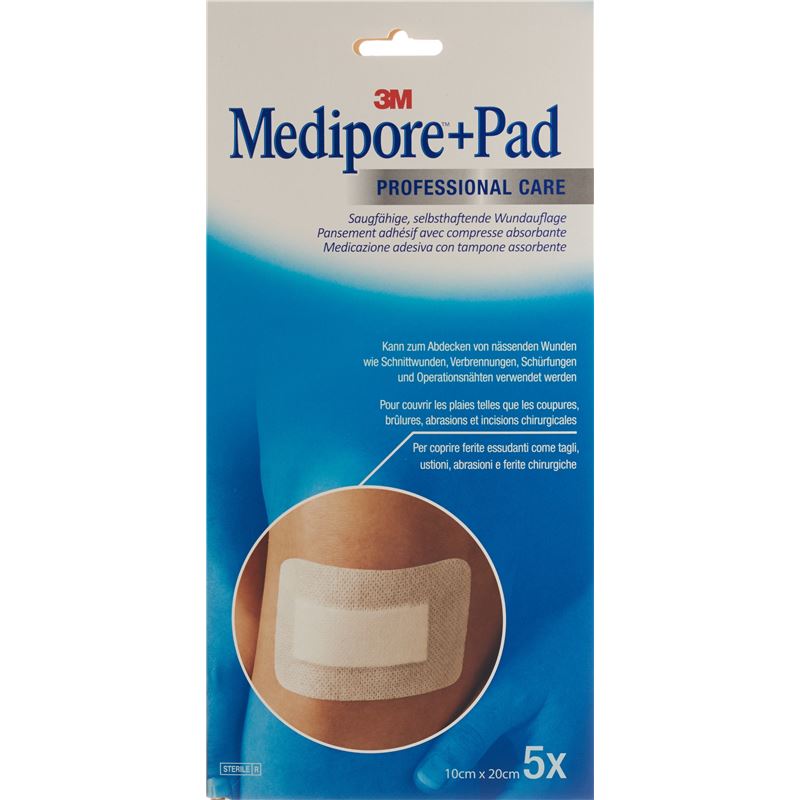 3M MEDIPORE+PAD 10x20cm Wundkissen 5x15.5cm 5 Stk