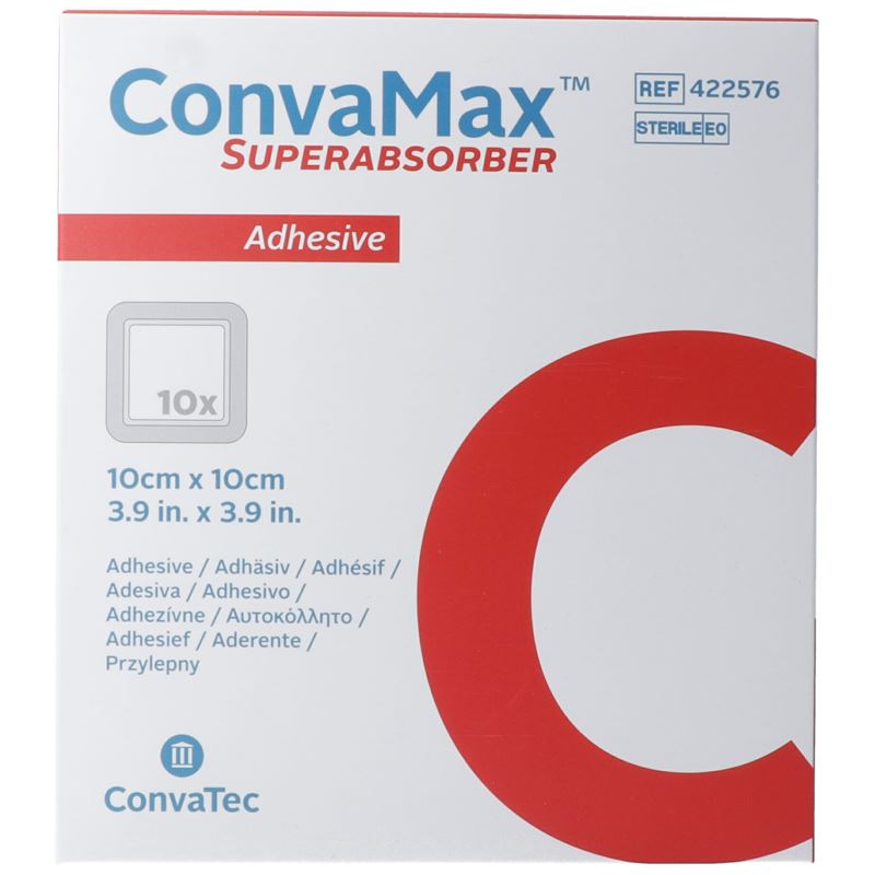CONVAMAX Superabsorber 10x10cm adhäsiv 10 Stk