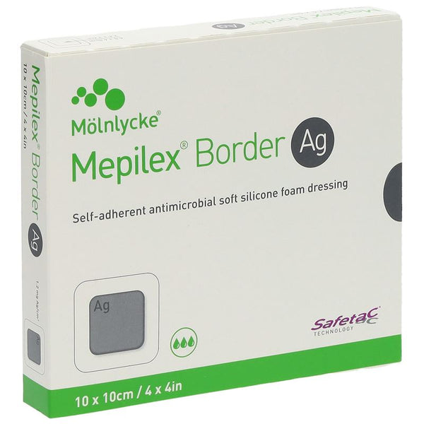 MEPILEX Ag Border Schaumverband 10x10cm 5 Stk