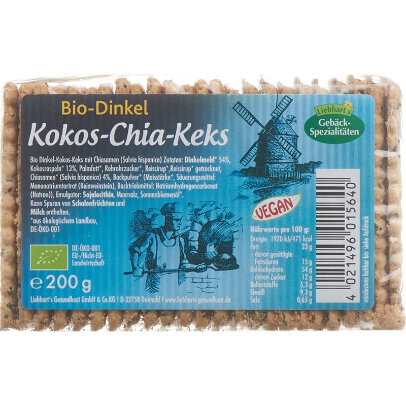 LIEBHARTS Dinkel Kokos Chia-Keks Bio 200 g
