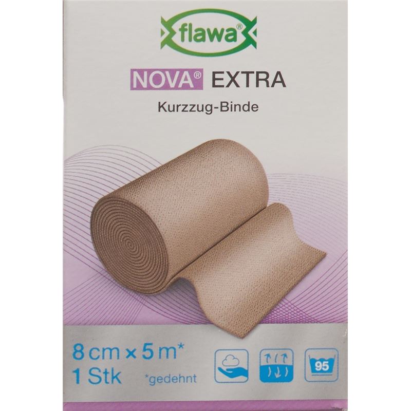 FLAWA NOVA EXTRA Kurzzugbinde 8cmx5m hautfarbig
