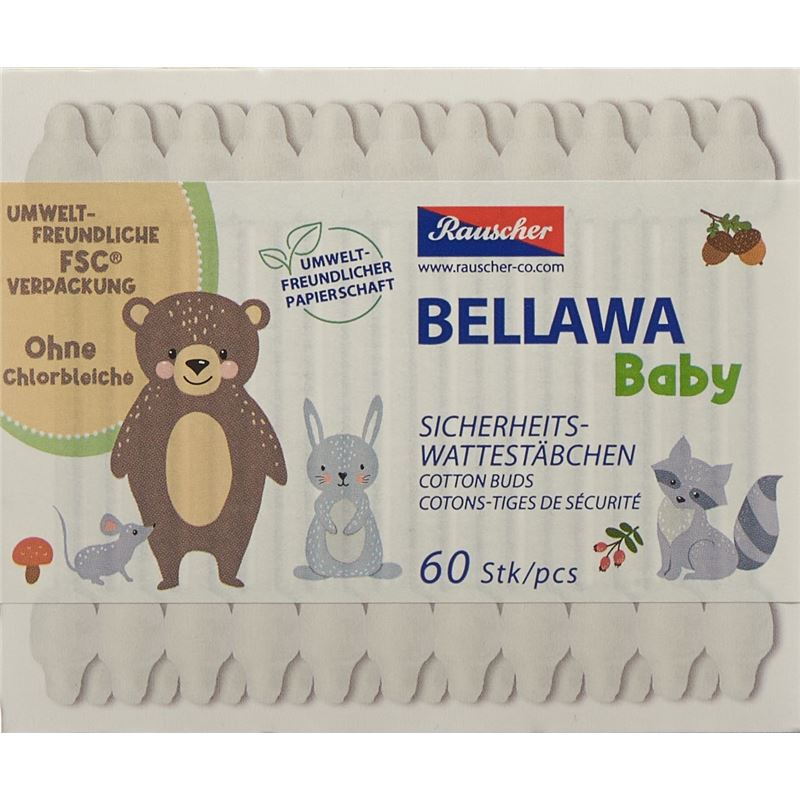 BELLAWA Baby Sicherheitswattestäbchen Box 60 Stk
