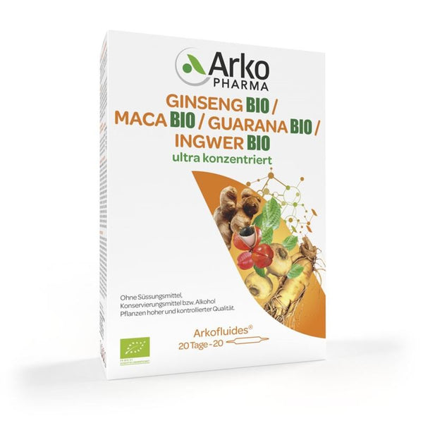 ARKOFLUIDE Gins-Maca-Guar-Ingw Trinkamp Bio 20 Stk