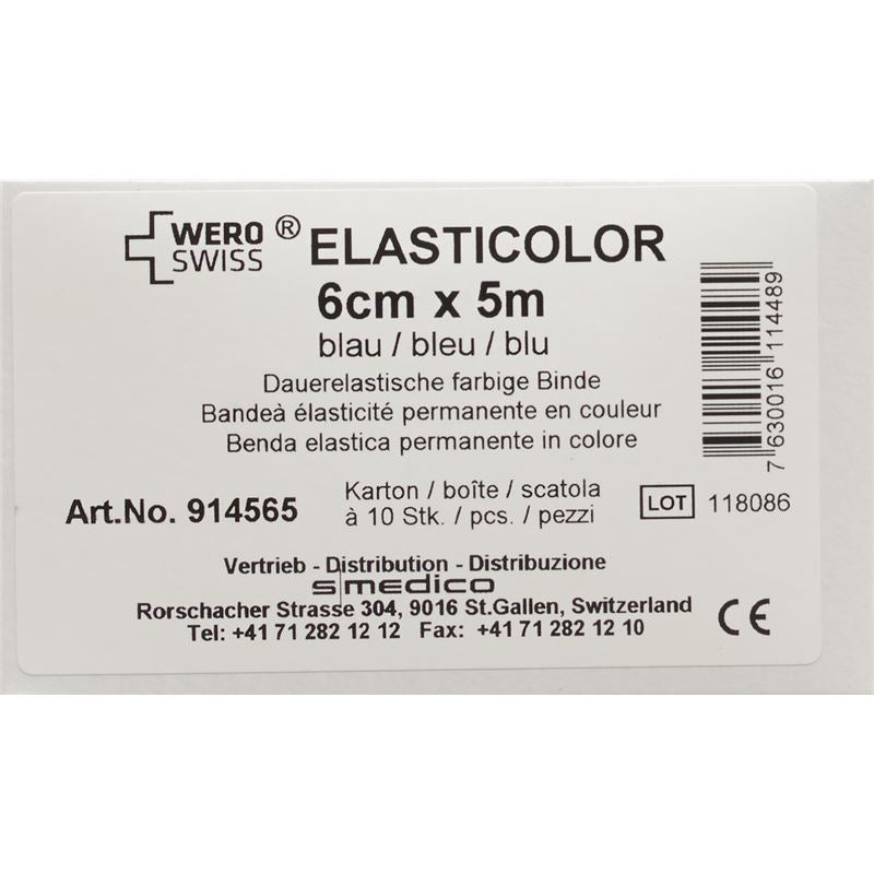 WERO SWISS Elasticolor El Bind 5mx6cm blau 10 Stk