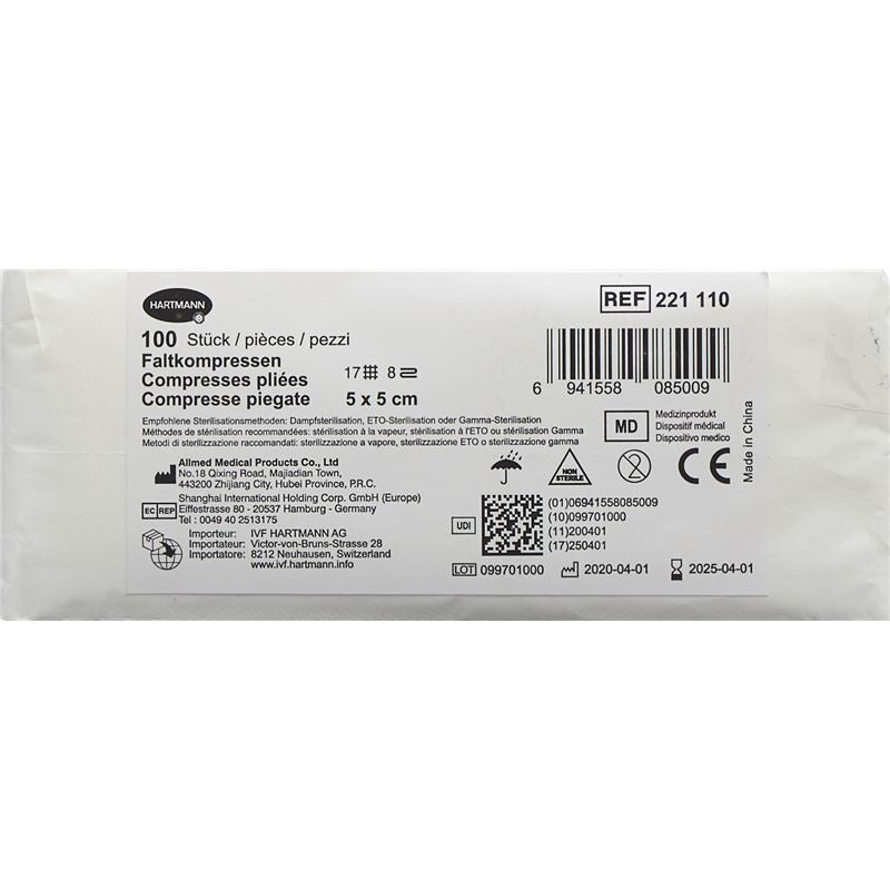 IVF Faltkompresse T17 5x5cm 8fach 100 Stk