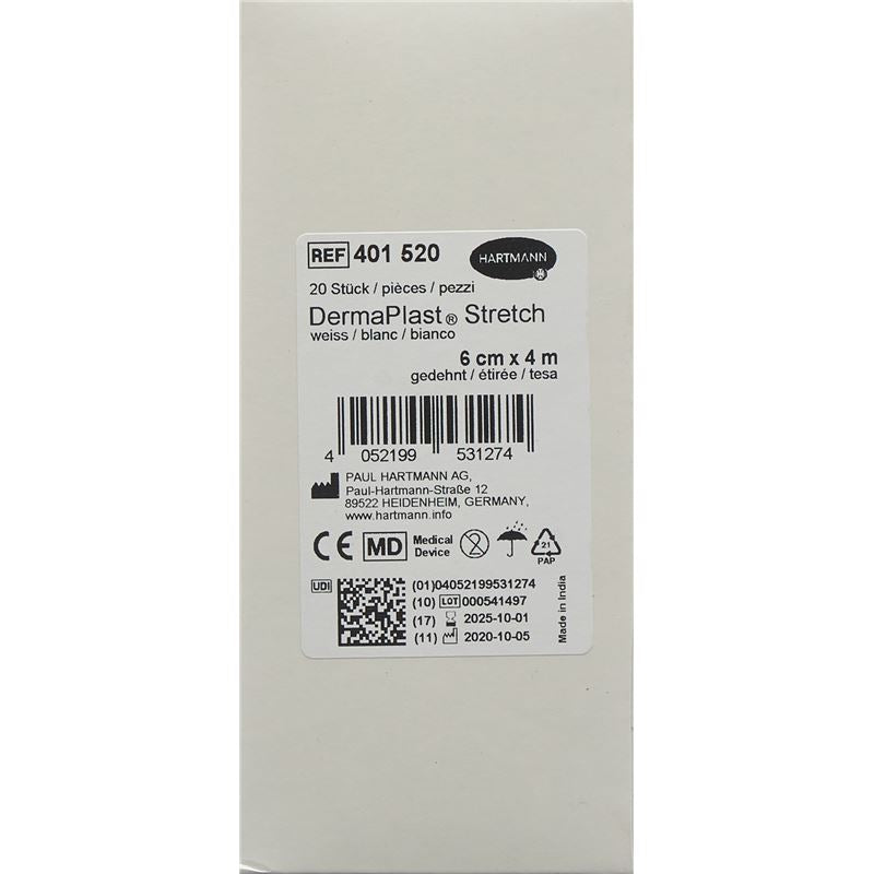 DERMAPLAST Stretch Gazebinde 6cmx4m weiss 20 Stk