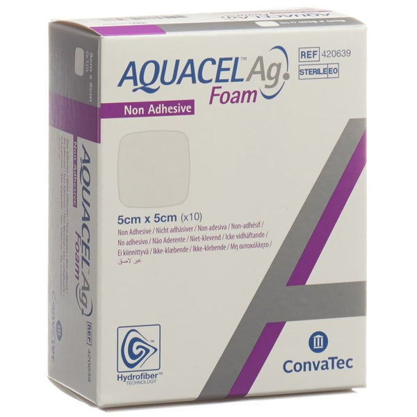 AQUACEL Ag Foam nicht-adhäsiv 5x5cm 10 Stk