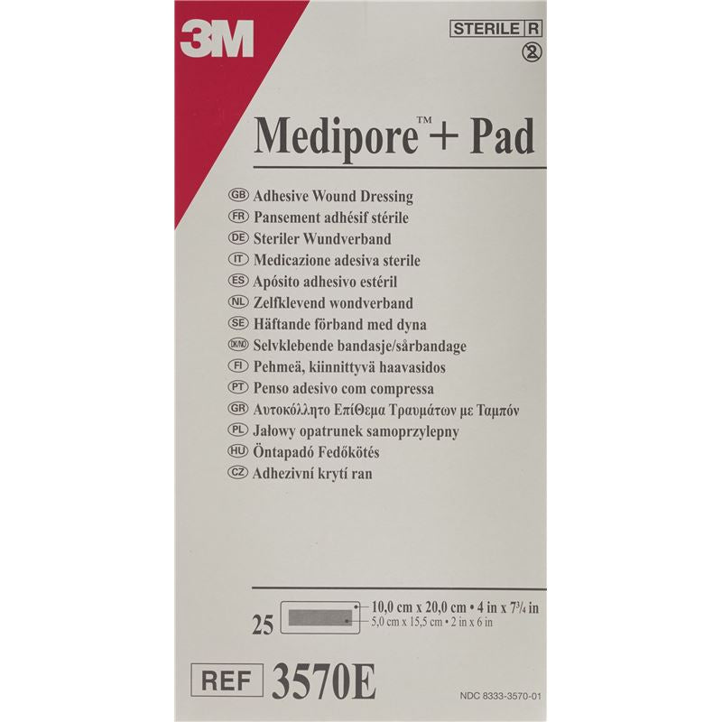3M MEDIPORE+PAD 10x20cm Wundkissen 5x15.5cm 25 Stk