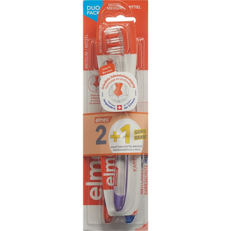 ELMEX KARIESSCHUTZ InterX Mittel Zahnbür 2+1 gra