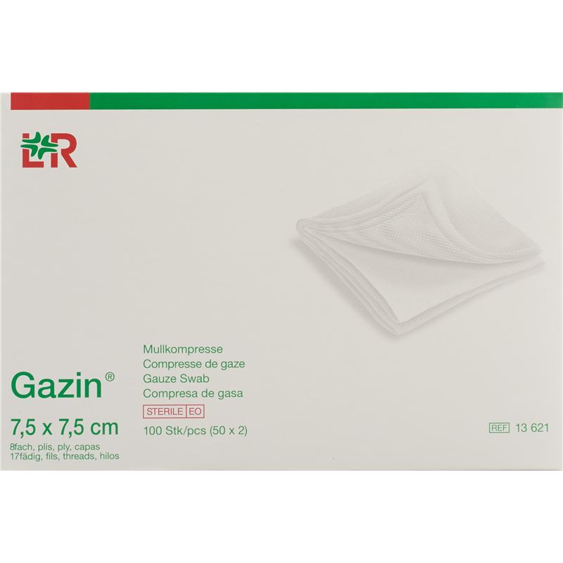 GAZIN Mullkompressen 7.5x7.5cm 8f st 50 x 2 Stk