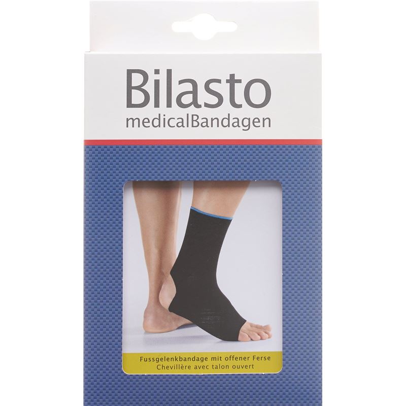 BILASTO Fussgelenkbandage M Ferse offen schw/blau
