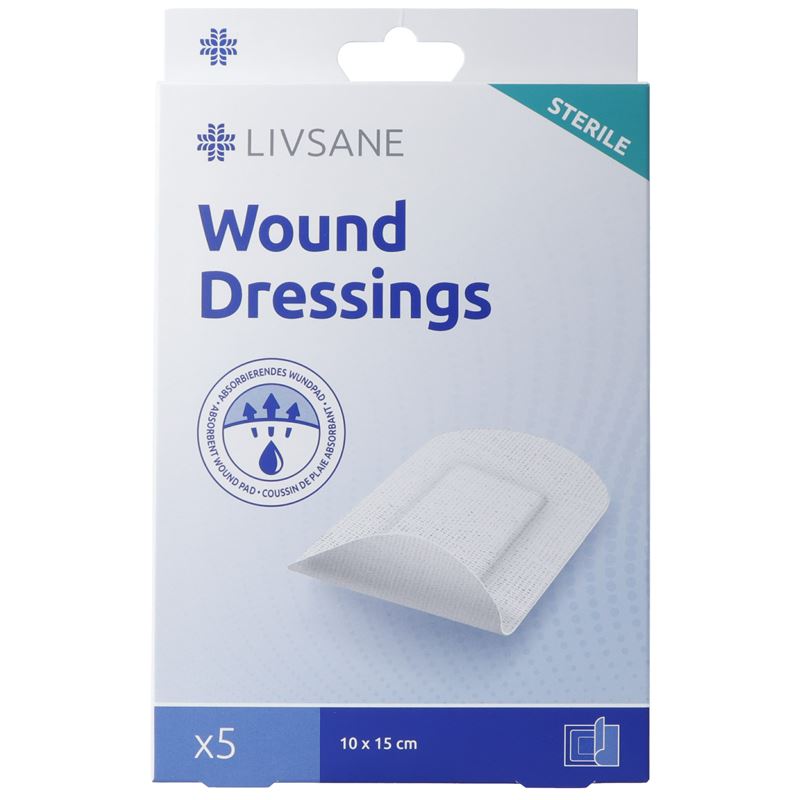 LIVSANE Sterile Wound Dressings 10x15cm 5 Stk