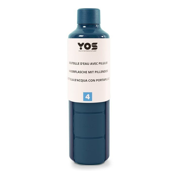 YOS Bottle Tagesdispenser 375ml mit 4Fächern blau