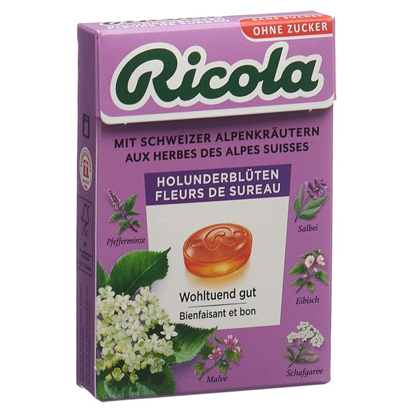 RICOLA Holunderblüten Bonbons oZ m Stevia Box 50 g