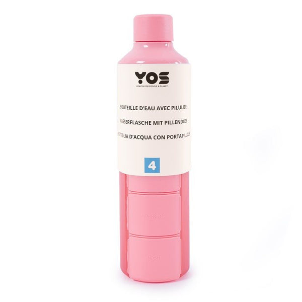 YOS Bottle Tagesdispenser 375ml mit 4Fächern pink