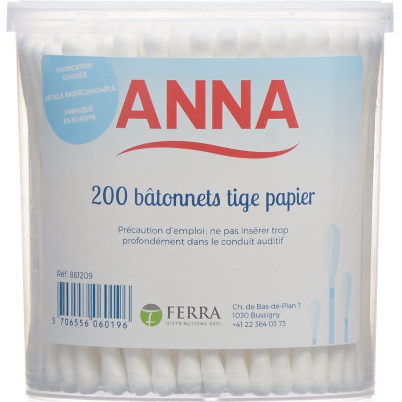 ANNA Wattestäbchen Papier 200 Stk