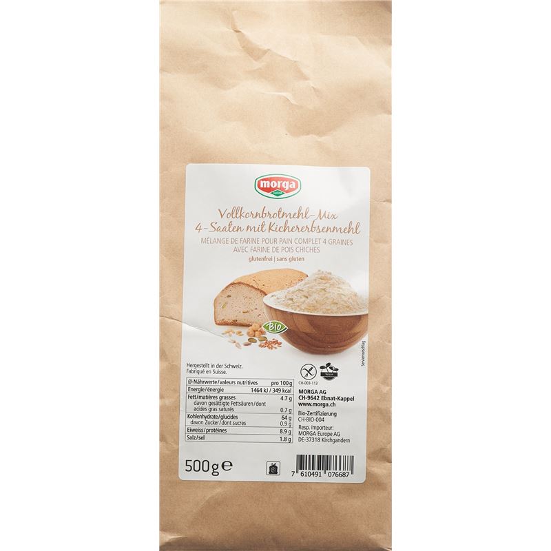 MORGA Vollkornbrot-Mehl-Mix 4-Saaten gf Bio 500 g
