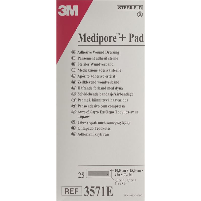 3M MEDIPORE+PAD 10x25cm Wundkissen 5x20.5cm 25 Stk