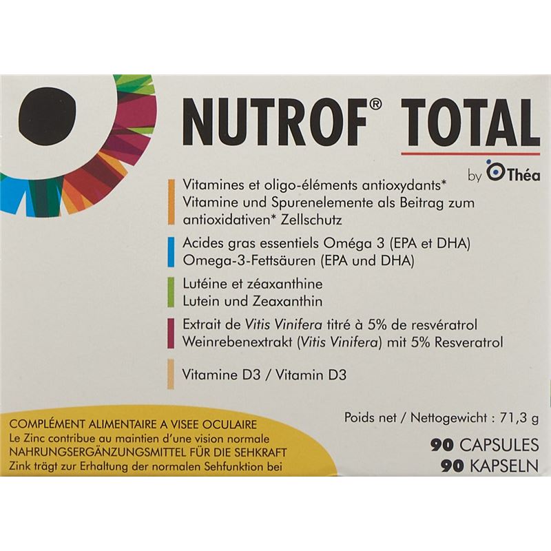 NUTROF Total Vit Spuren Omega 3 Kaps Vit D3 90 Stk