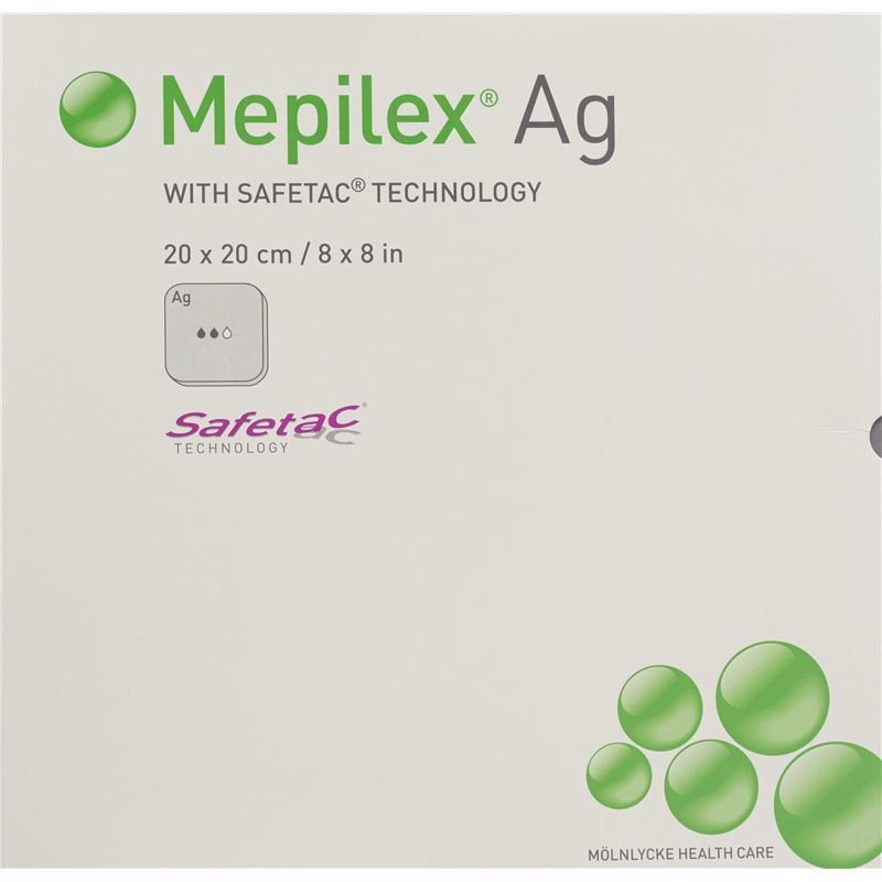MEPILEX Ag Schaumverband Safetac 20x20cm Sil 5 Stk