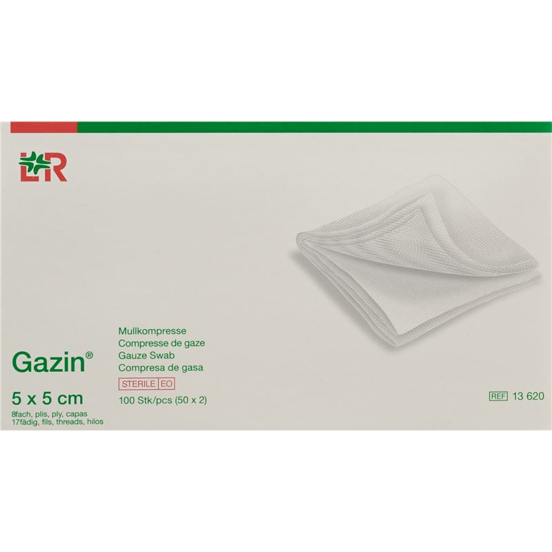 GAZIN Mullkompressen 5x5cm 8f st 50 x 2 Stk