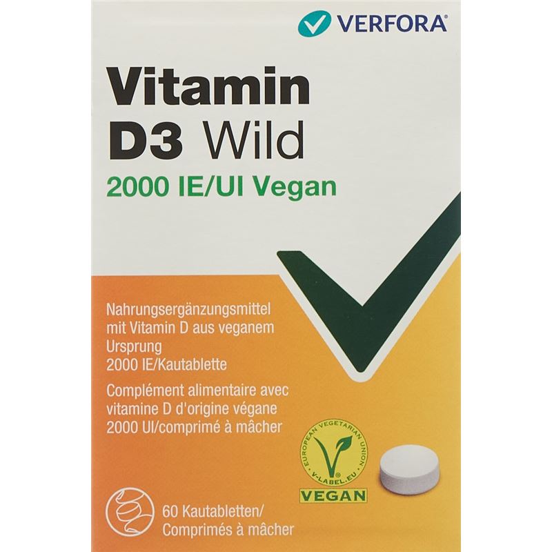 VITAMIN D3 WILD Kautabl 2000 IE vegan 60 Stk
