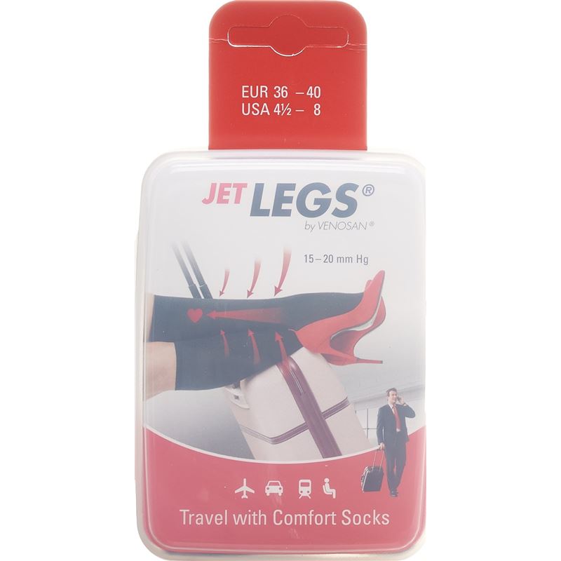 JET LEGS Travel socks 36-40 black Karton 1 Paar