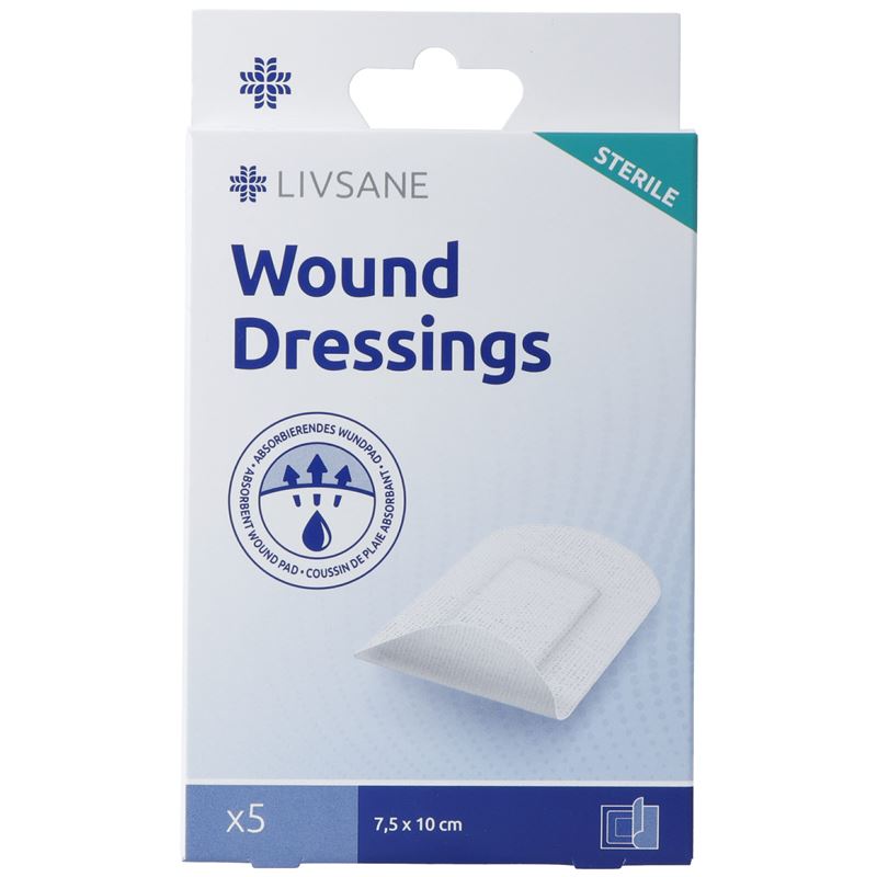 LIVSANE Sterile Wound Dressings 7.5x10cm 5 Stk